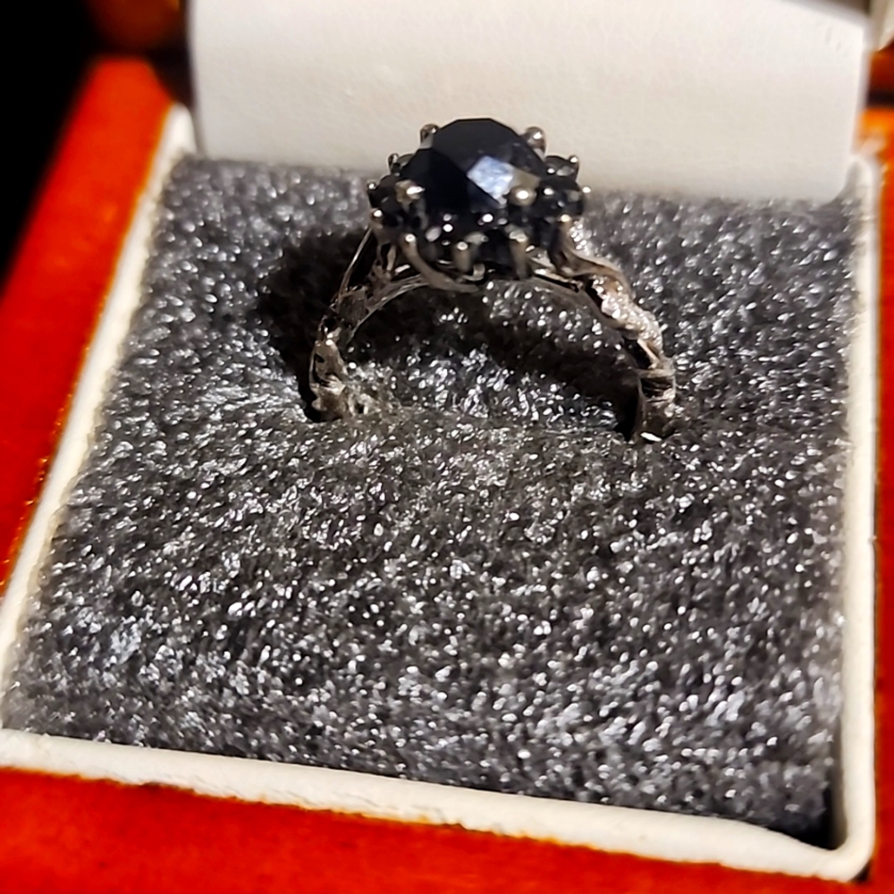 14k white gold and black diamond Disney engagement ring melificent I believe